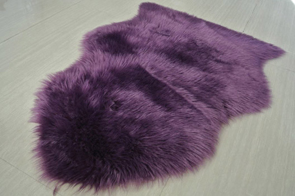 Faux Fur Rug Purple Sheepskin Shape 1200GMS