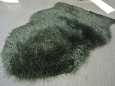 Faux Fur Rug Dark Green Sheepskin Shape 1200GMS