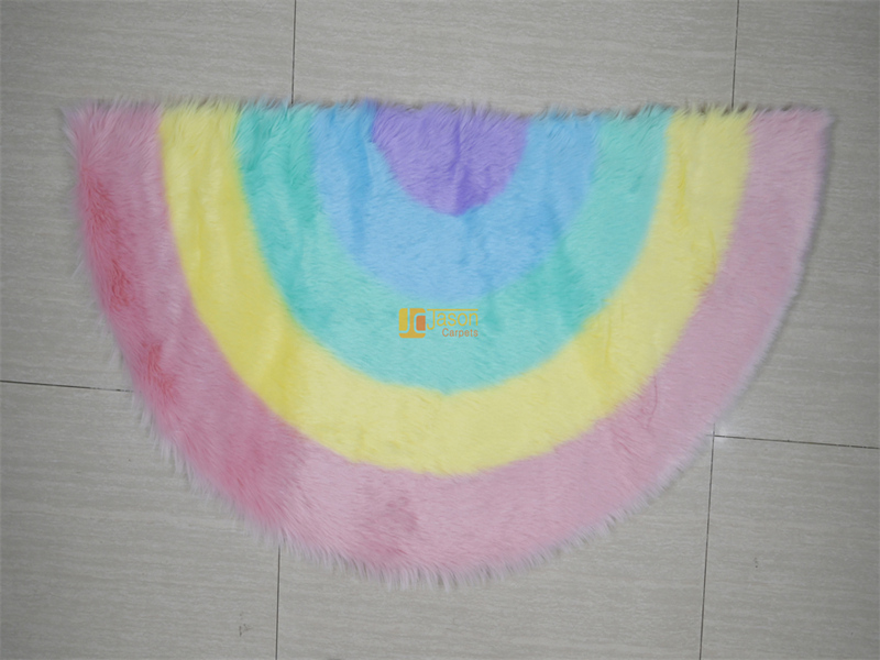 Faux Rabbit Fur Carpet Rainbow Shape