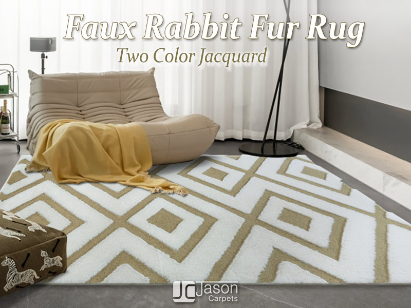 Geometry Design Jacquard Faux Rabbit Fur Carpet