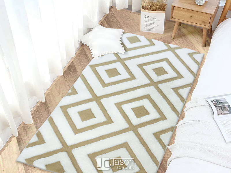 Geometry Design Jacquard Faux Rabbit Fur Rug