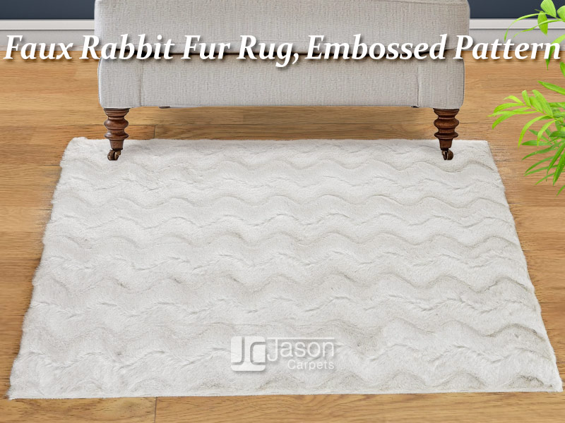 Embossed Pattern Faux Rabbit Fur Rug