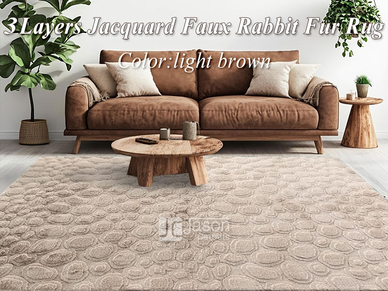 Soft Three Layers Jacquard Faux Rabbit Fur Rug